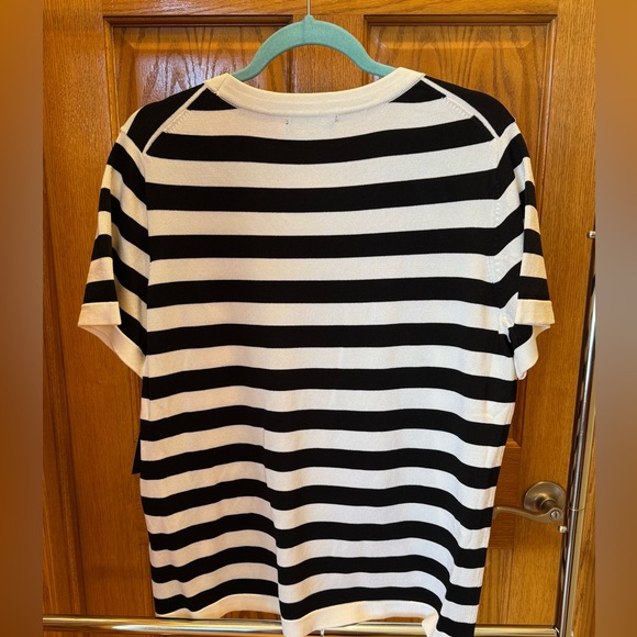 Karl Lagerfeld Striped Black and White Short Sleeve Top - Picture 2 of 4